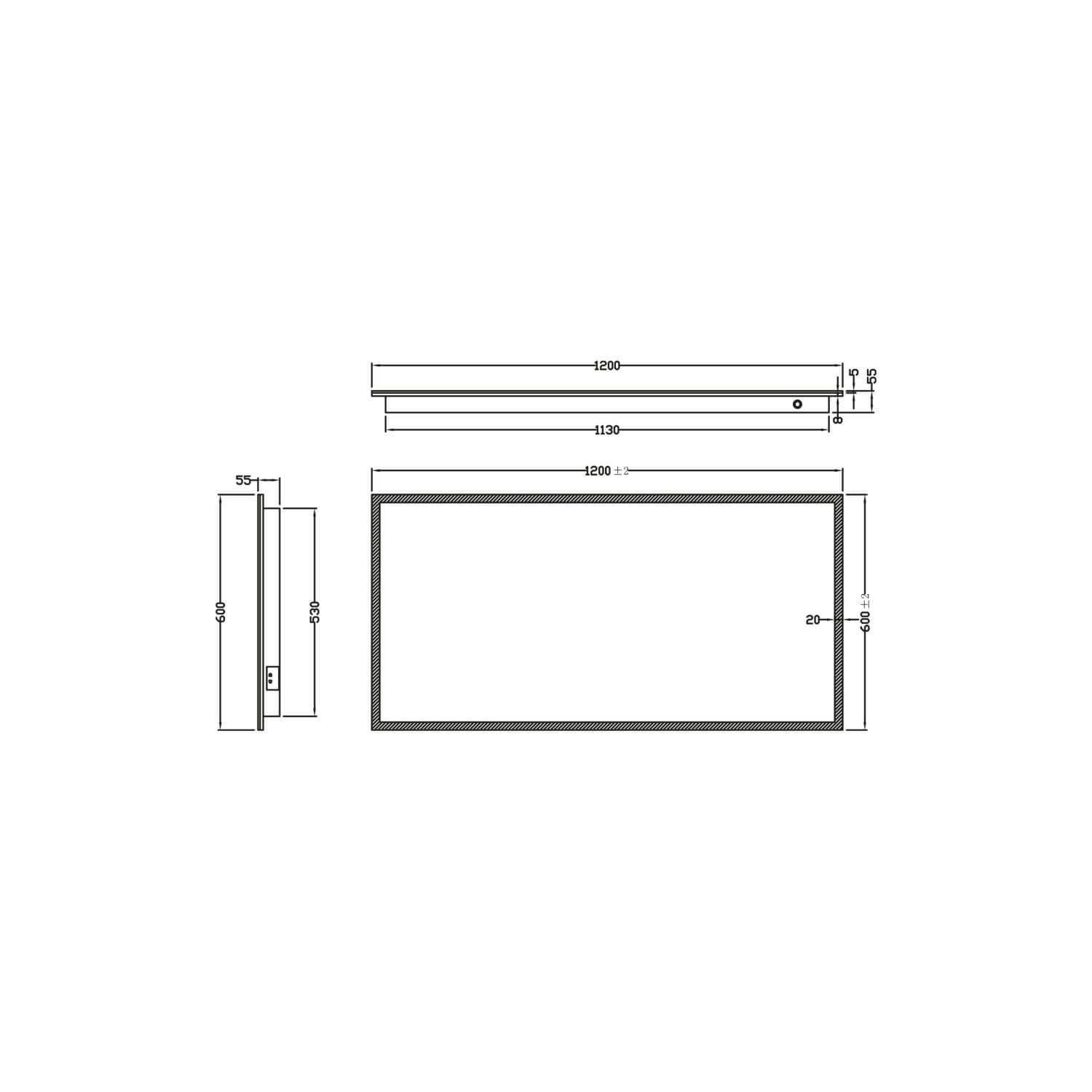 Mosca LED Mirror with Demister Pad and Shaver Socket - 1200mm (wide) x ...