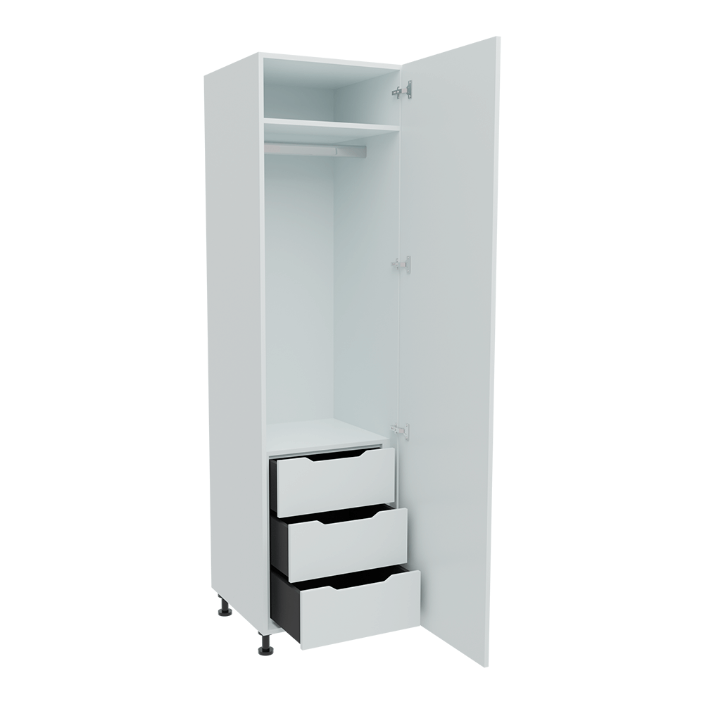 600mm Single Hanging Robe 3 x Internal Drawer