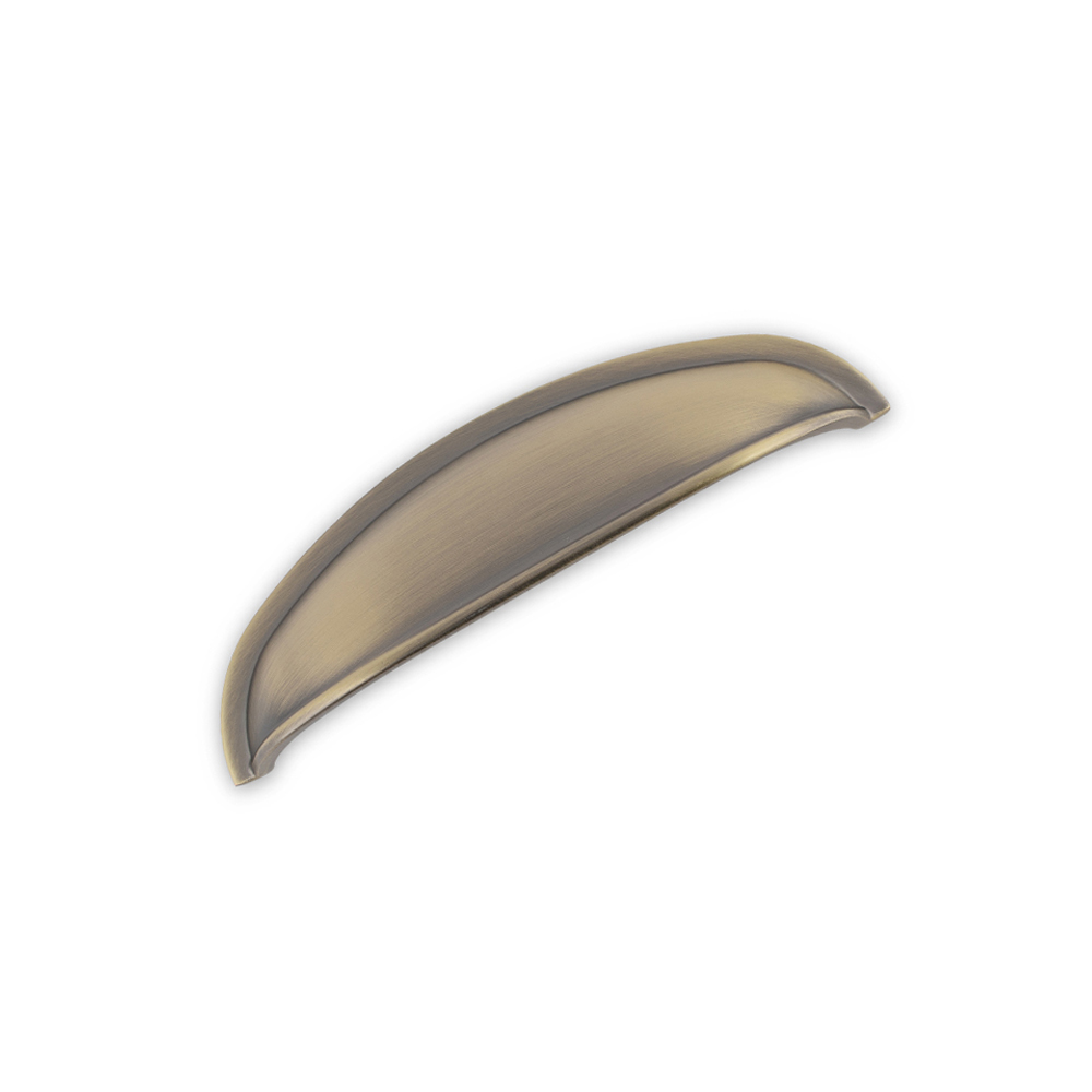 AURORA Round Cup Handle - 96mm Hole Centres - Antique Brass (HB11-0252)