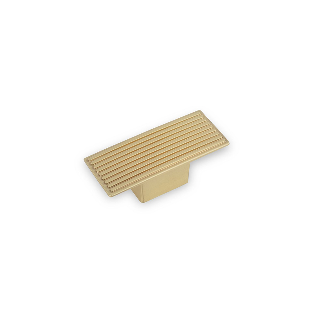 AURORA Rectangular Reeded Knob - 59 x 34mm - Satin Brass (HB12-275)
