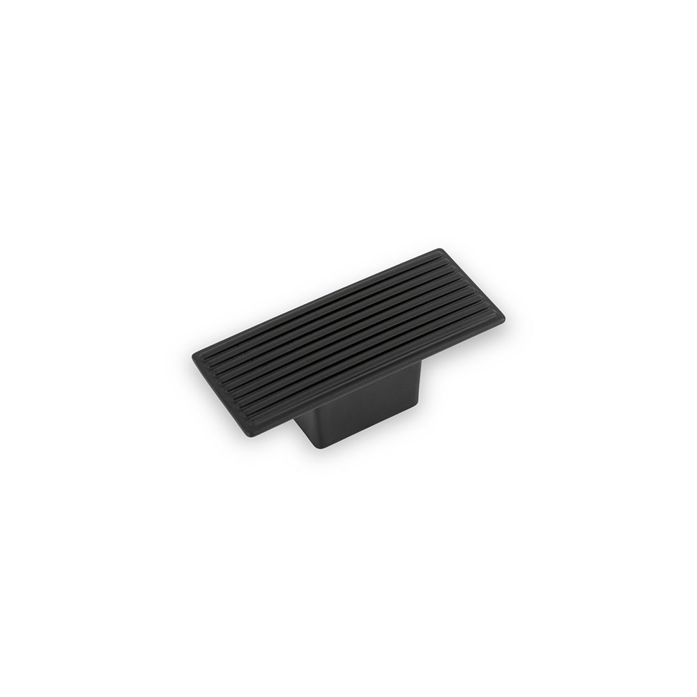 AURORA Rectangular Reeded Knob - 59 x 34mm - Matt Black (HB12-273)