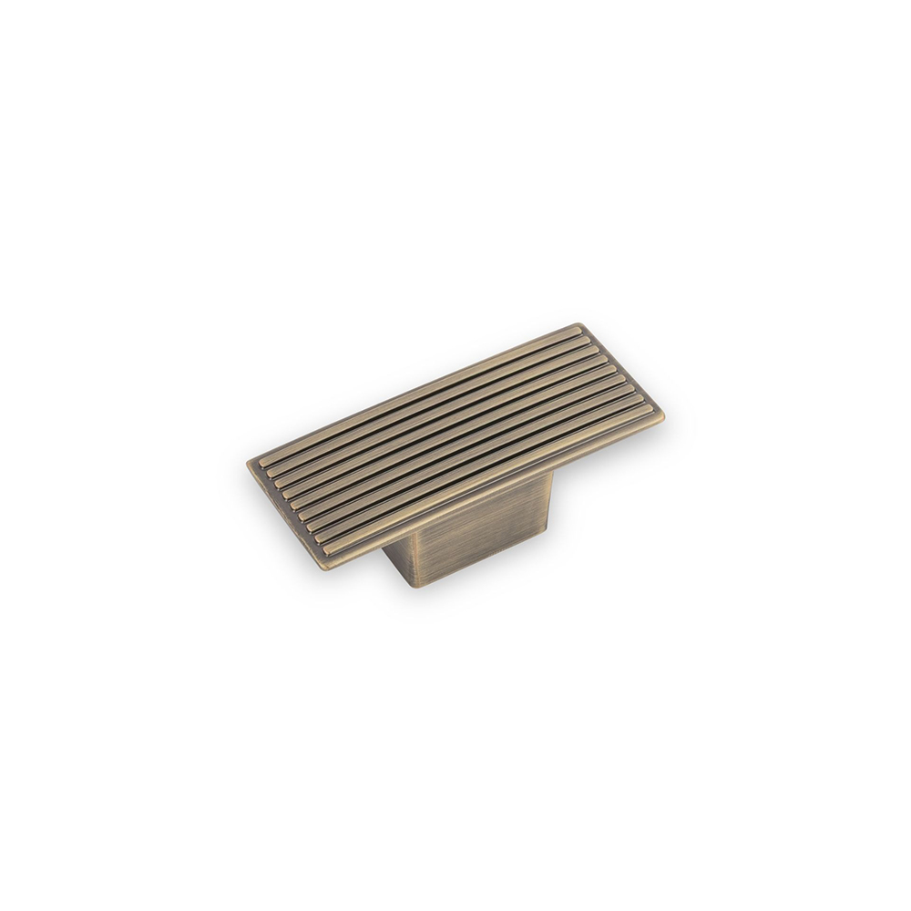 AURORA Rectangular Reeded Knob - 59 x 34mm - Antique Brass (HB)