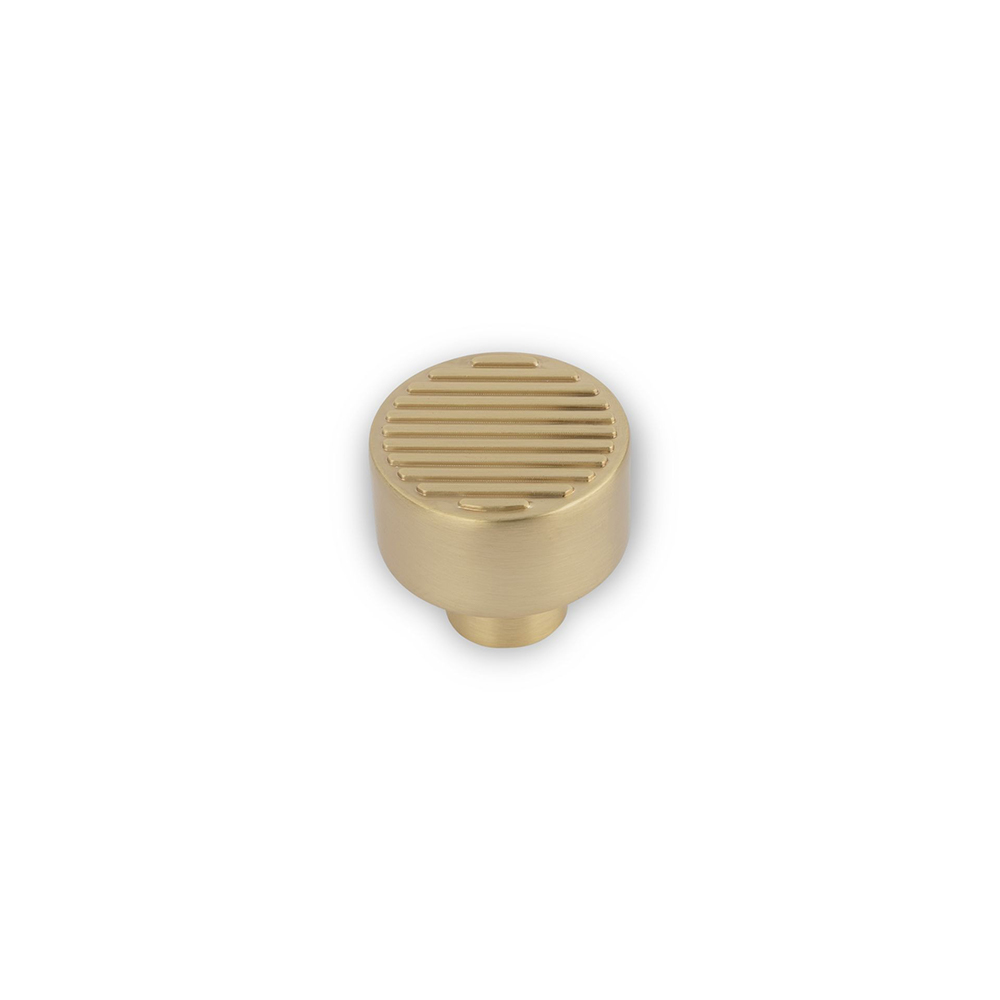 AURORA Top Reeded Round Knob - 30mm Diameter - Satin Brass (HB)