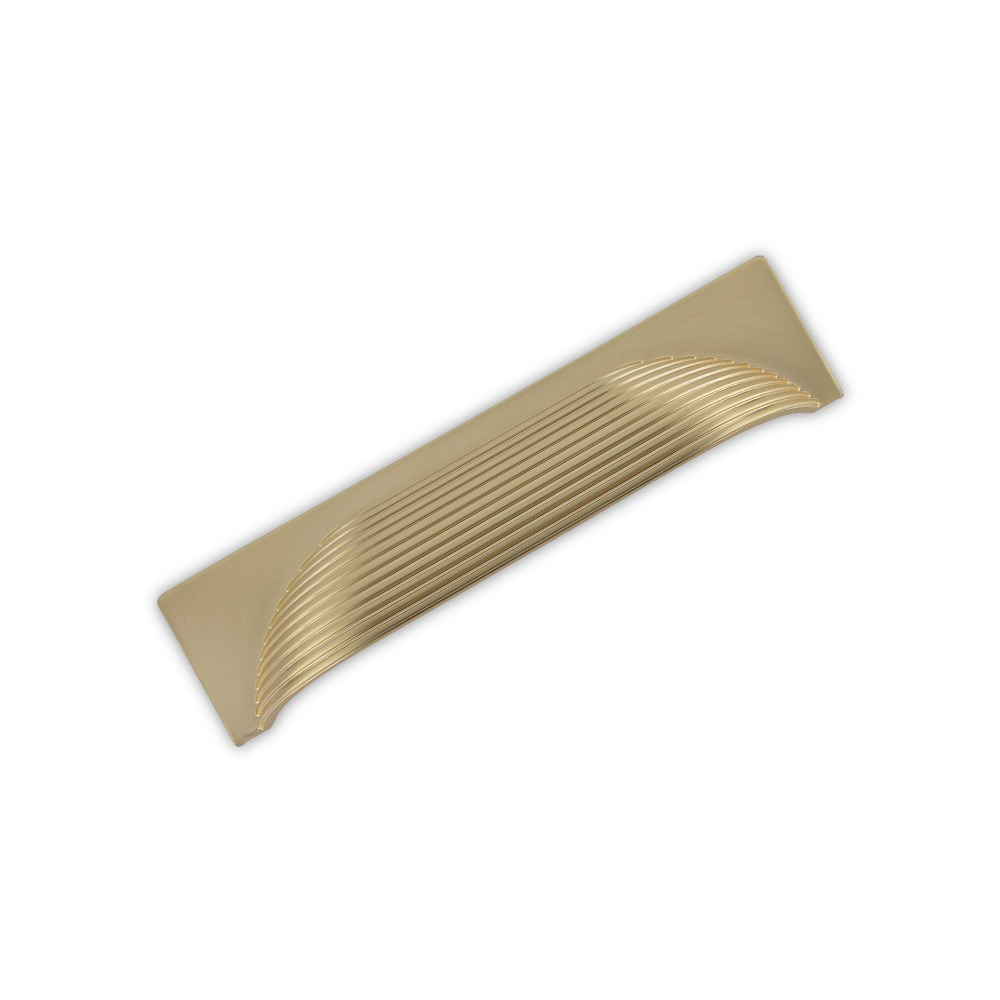 AURORA  Square Reeded Cup Handle - 145mm (96mm Hole Centres) - Satin Brass (HB12-295)